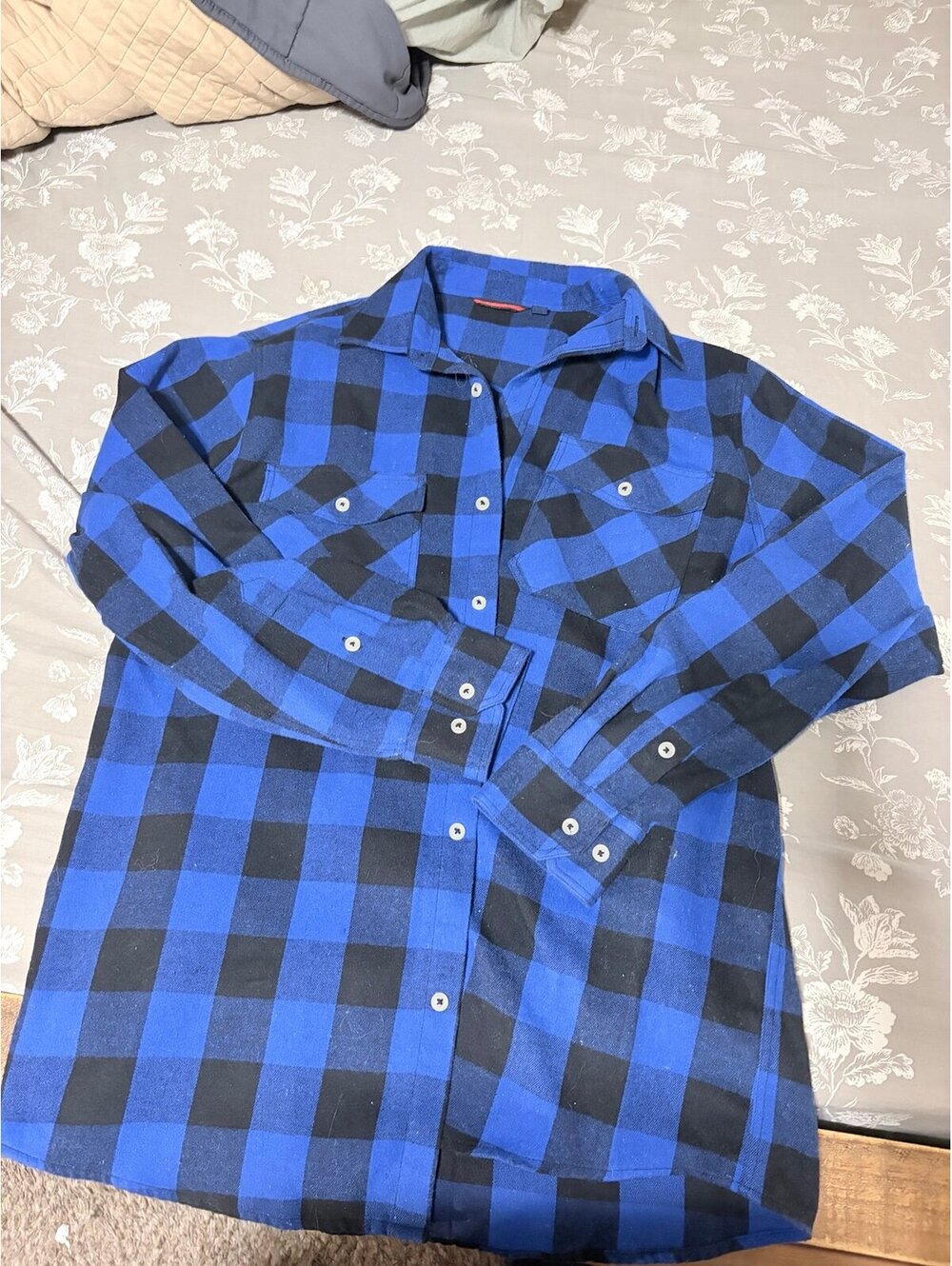 Blue and Black Plaid Button Down Flannel